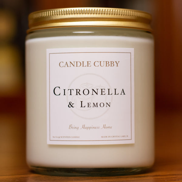 Citronella and Lemon | 8oz Jar Candle | Citronella and Lemon Scented | Candle Cubby Brand