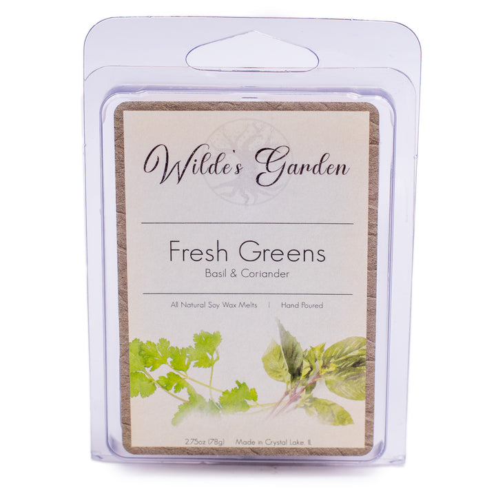 Fresh Greens, Scented Wax Melts, Basil and Coriander Scented, Wilde's Garden, Plain White Background, Front View