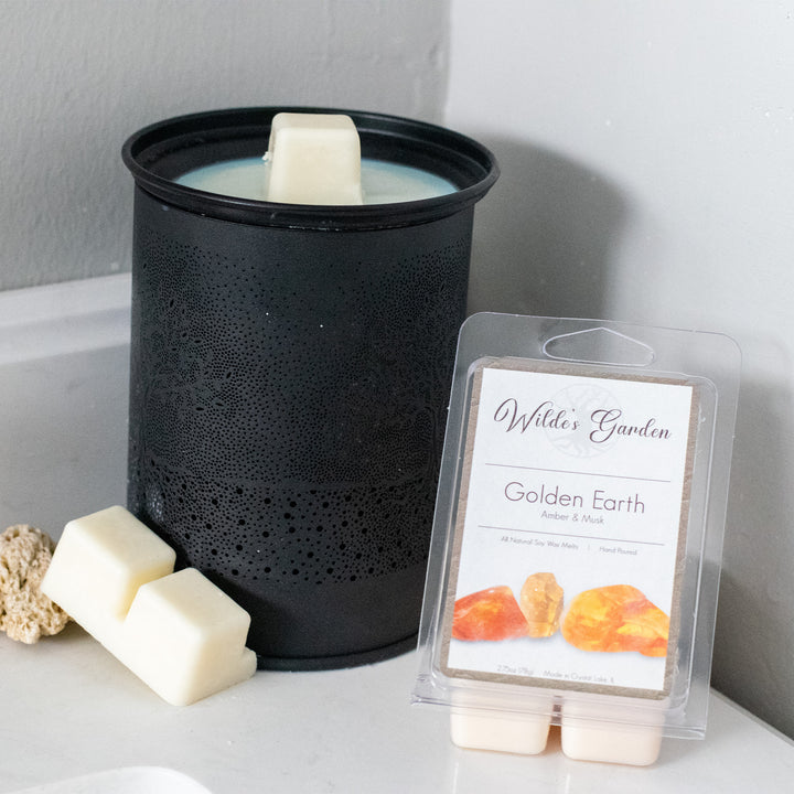 Golden Earth, Scented Wax Melts, Amber and Musk Scented, Wilde's Garden, Bathroom Countertop Photo