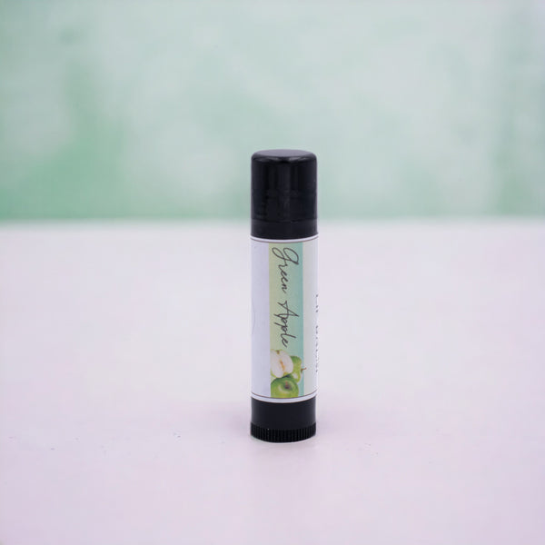 Green Apple Lip Balm, Classic Tube, Green Apple Flavored, Candle Cubby, Cover Photo with Colored Background