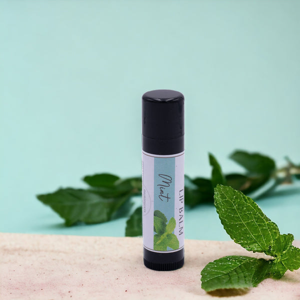 Mint Lip Balm, Classic Tube, Mint Flavored, Candle Cubby, Cover Photo with Colored Background