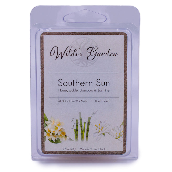 Southern Sun, Scented Wax Melts, Honeysuckle, Bamboo and Jasmine Scented, Wilde's Garden, Plain White Background, Front View