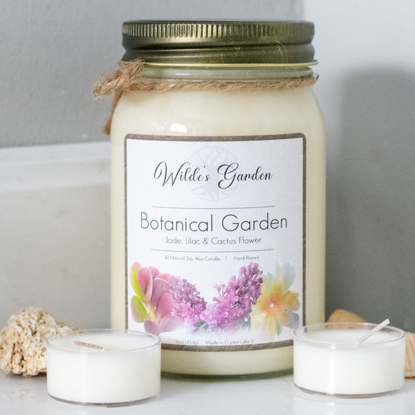 Botanical Garden, 16oz Mason Jar Candle, Lilac and Jade, Bathroom Counter Cover Photo