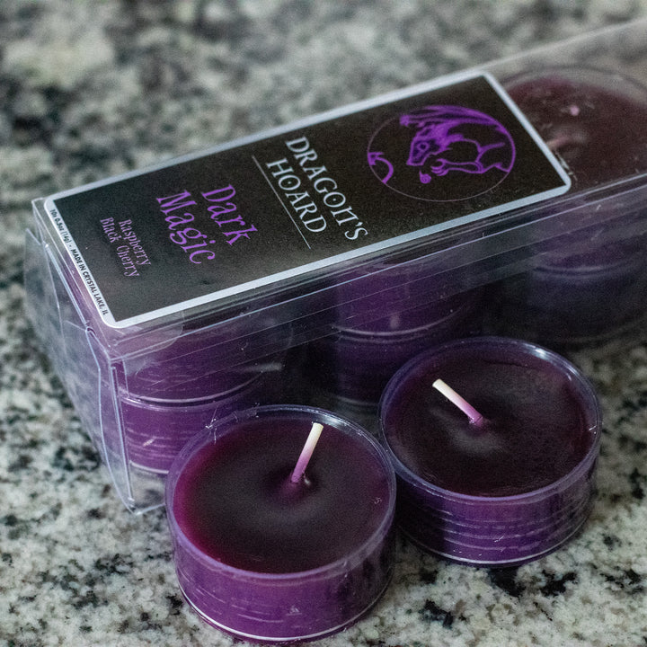 Dark Magic, Tea Lights 10 Pack, Raspberry and Black Cherry, Front View Cover Photo