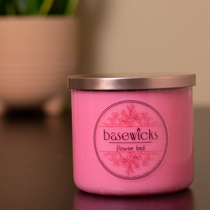 Flower Bed, Soy Wax Candle, Magnolia and Peony Scented, 21oz, House Plant Lifestyle Photo