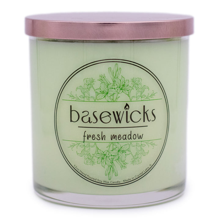 Fresh Meadow, Soy Wax Candle, Spring Florals and Melon, 12oz, Plain White Background