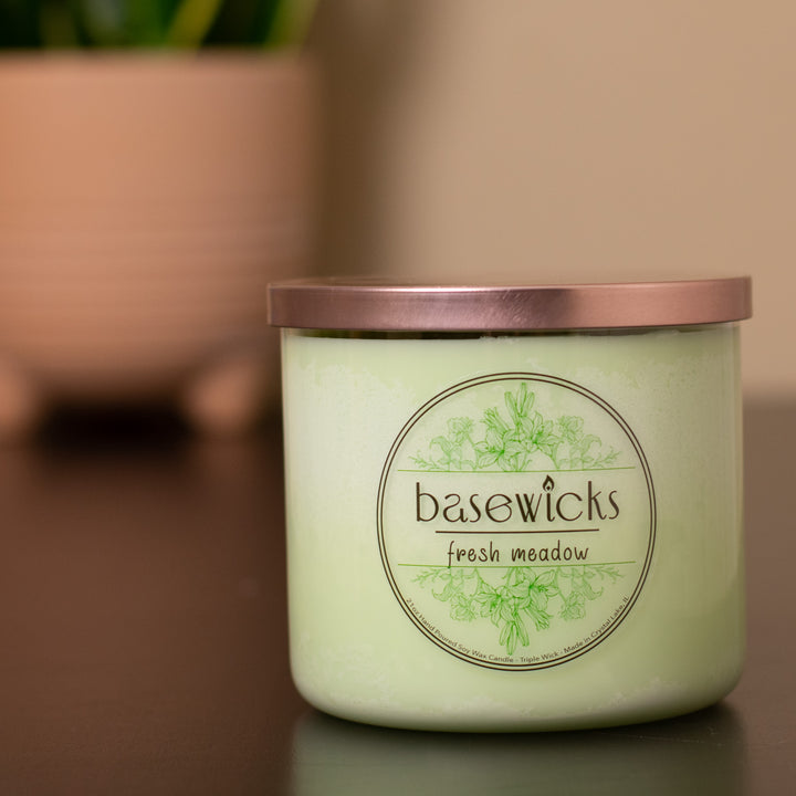 Fresh Meadow, Soy Wax Candle, Spring Florals and Melon, 21oz, House Plant Lifestyle Photo