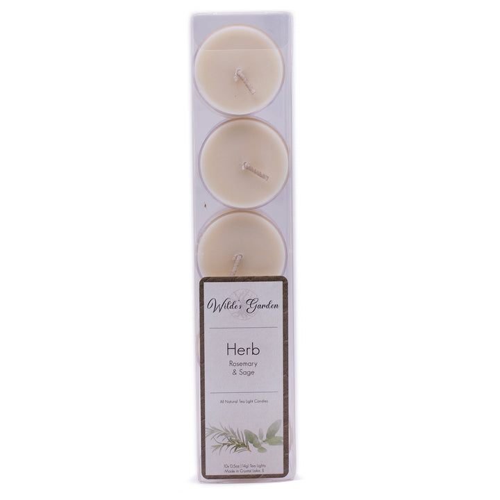 Herb, Rosemary and Sage Scented, Tea Lights, Pack of 10, WIlde's Garden