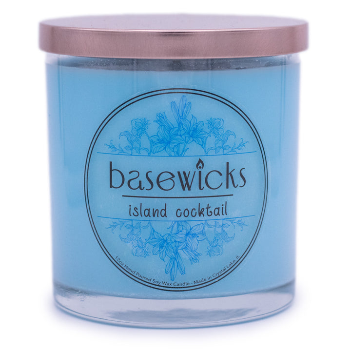 Island Cocktail, Soy Wax Candle, Tropical Fruit and Coconut, 12oz, Plain White Background