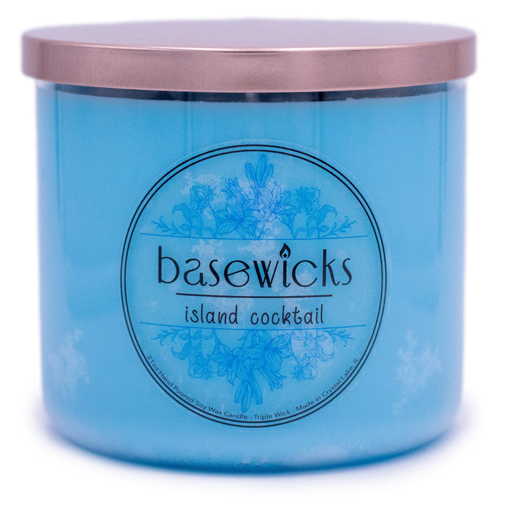 Island Cocktail, Soy Wax Candle, Tropical Fruit and Coconut, 21oz, Plain White Background