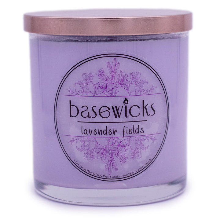 Lavender Fields, Soy Wax Candle, Fresh Lavender Scented, 12oz, Plain White Background