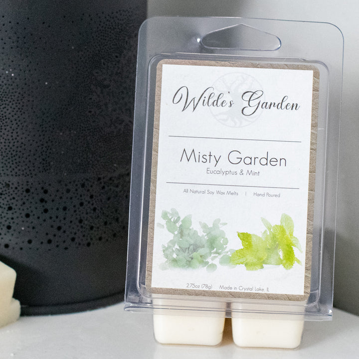 Misty Garden, 16oz Mason Jar Candle, Eucalyptus and Mint, Front View Cover Photo