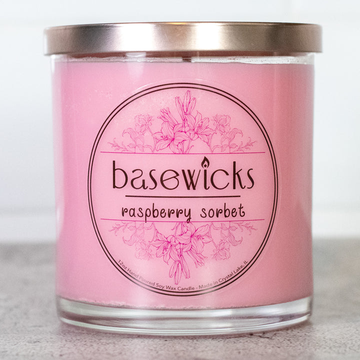 Raspberry Sorbet, Soy Wax Candle, Sweet Raspberry Scented, 12oz, Countertop Cover Photo