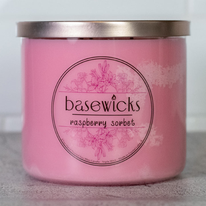Raspberry Sorbet, Soy Wax Candle, Sweet Raspberry Scented, 21oz, Countertop Cover Photo
