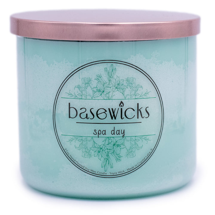 Spa Day, Soy Wax Candle, Eucalyptus & Peppermint Scented, 21oz, Plain White Background